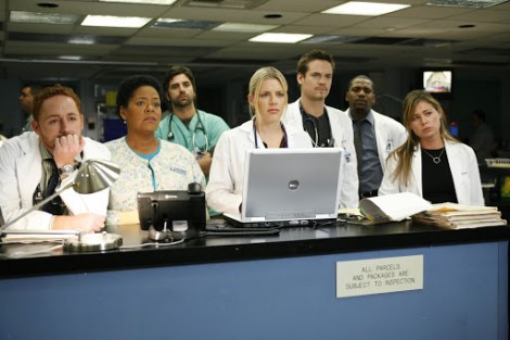 Scott Grimes, John Stamos, Busy Philipps, Shane West, Mekhi Phifer, Maura Tierney [ER Season 13]