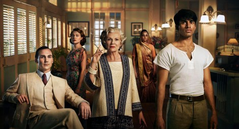 l-r: Ralph (Henry Lloyd Hughes), Alice (Jemima West) Cynthia (Julie Walters), Sooni (Aysha Kala) Aafrin (Nikesh Patel)